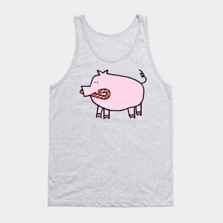 Cute Christmas Pig with Candy Cane in Mouth Tank Top